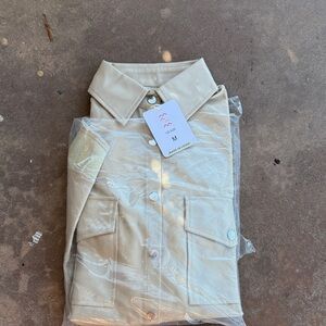 Beige Faux Leather Jacket